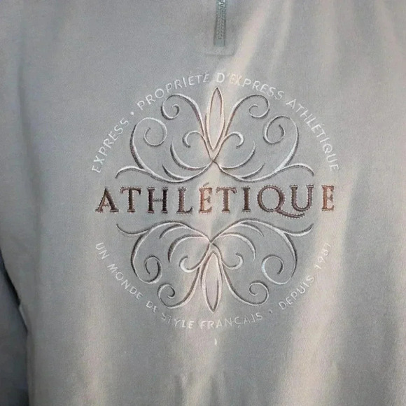 Express Athletique Men's Beige 1/4 Zip Vintage Sweater Jacket - Picture 5 of 7